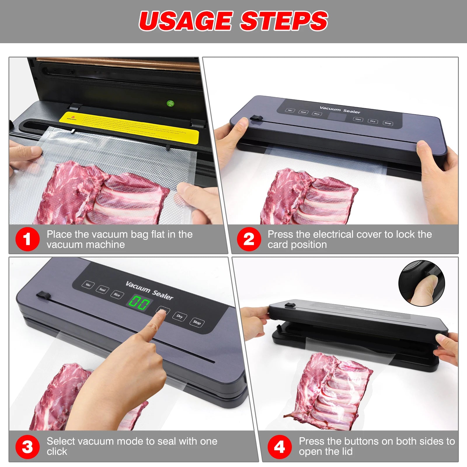 Vacuum Sealer, Food Sealing Machine with Built-in Cutter & Vacuum+10 Vacuum bags