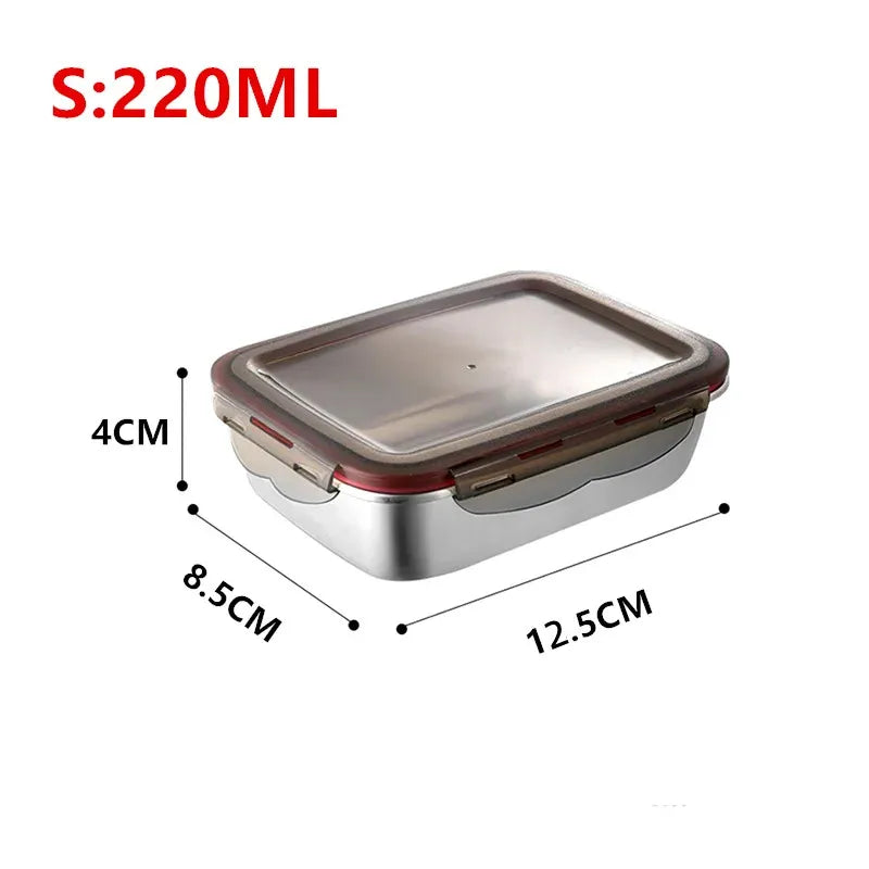 304 Stainless Steel Food Lunch Bento Box Sealed Leakproof Travel Storage Box Household Pickle Box Microwave Heating Lunchboxs