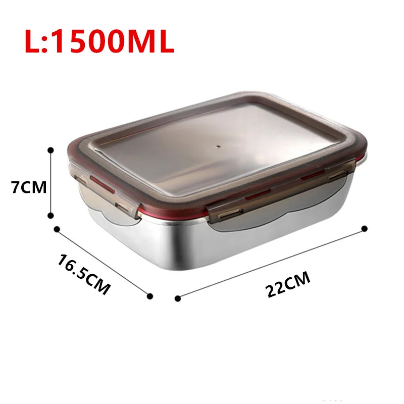 304 Stainless Steel Food Lunch Bento Box Sealed Leakproof Travel Storage Box Household Pickle Box Microwave Heating Lunchboxs