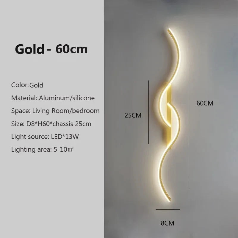 Modern LED Wall Lamp Minimalist Led Light Bedroom Bedside Long Strip Wall Sconces Living Room Home Indoor Lighting Fixture