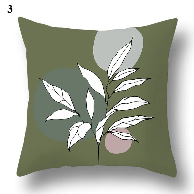 Green leaf geometric printing pattern series decorative home pillowcase square office decorative cushion cover