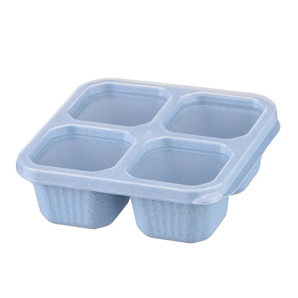 4 Grid Snack Containers Reusable Meal Prep Lunch Containers Portable for Kids and Adults Home Snack Storage Bottles Kitchen Tool