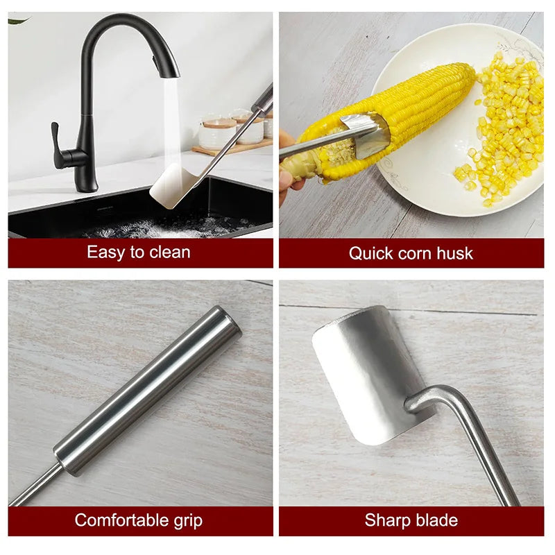 Corn on the Cob Remover Stainless Steel Planer Ergonomic Handle Peeler Peel, Separate & Enjoy Fresh Corn with Minimal Effort