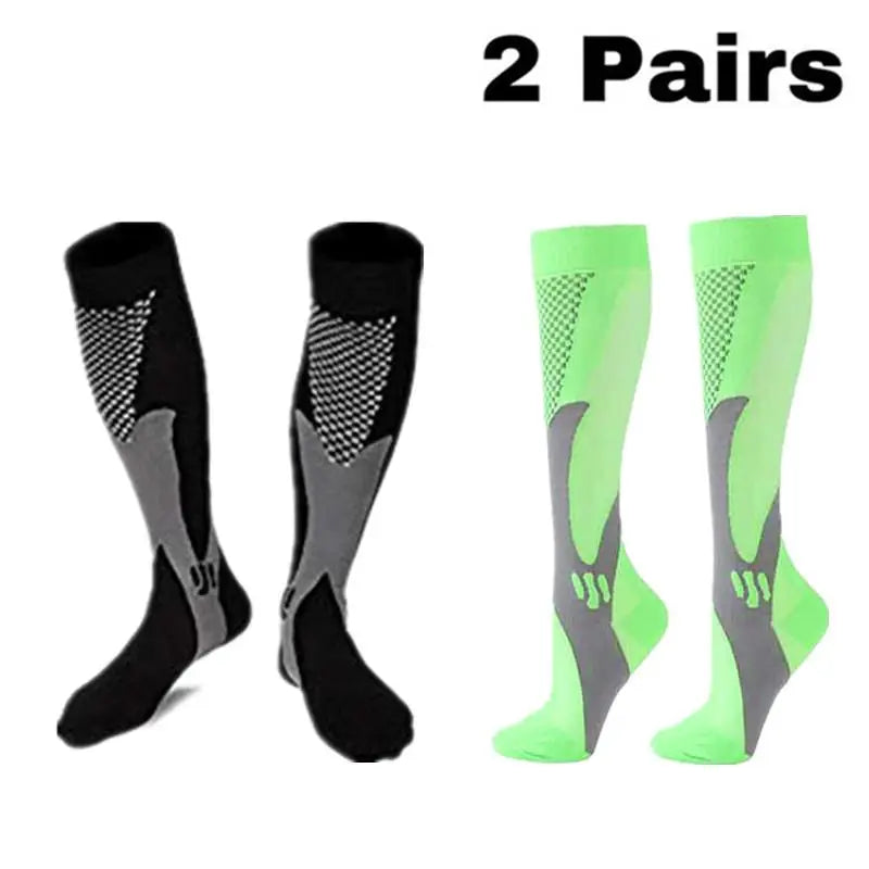 2 Pairs Running Men Compression Socks Fit Varicose Veins Football Soccer Stockings 30 Mmhg Atheletic Men Women Sports Socks