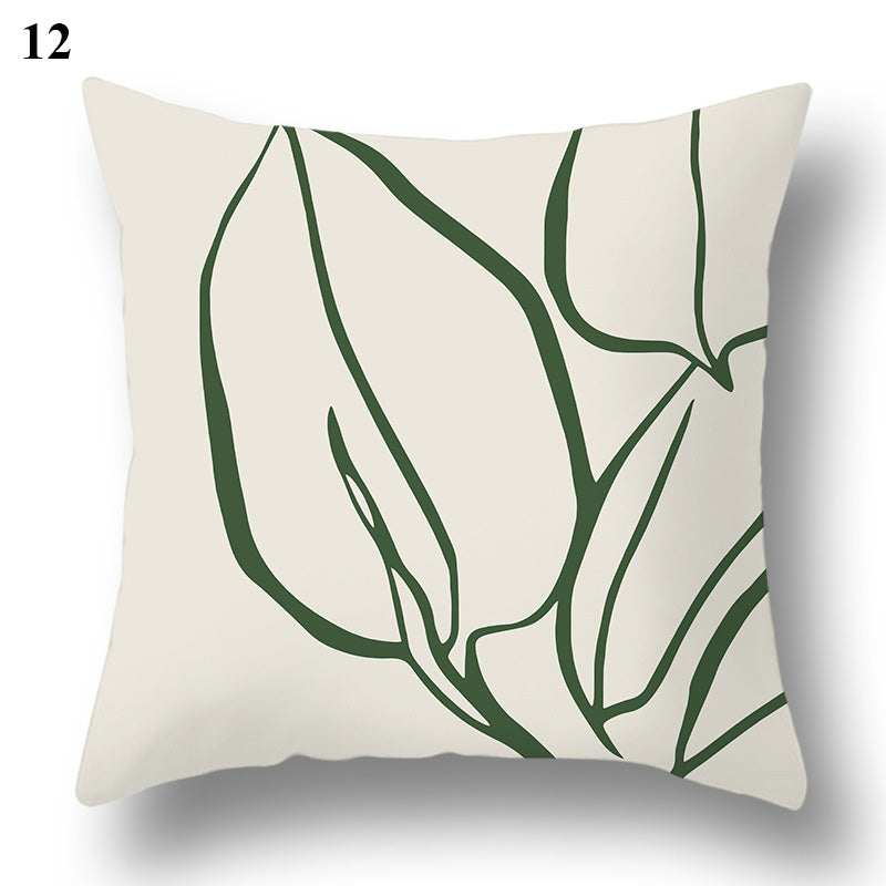 Green leaf geometric printing pattern series decorative home pillowcase square office decorative cushion cover