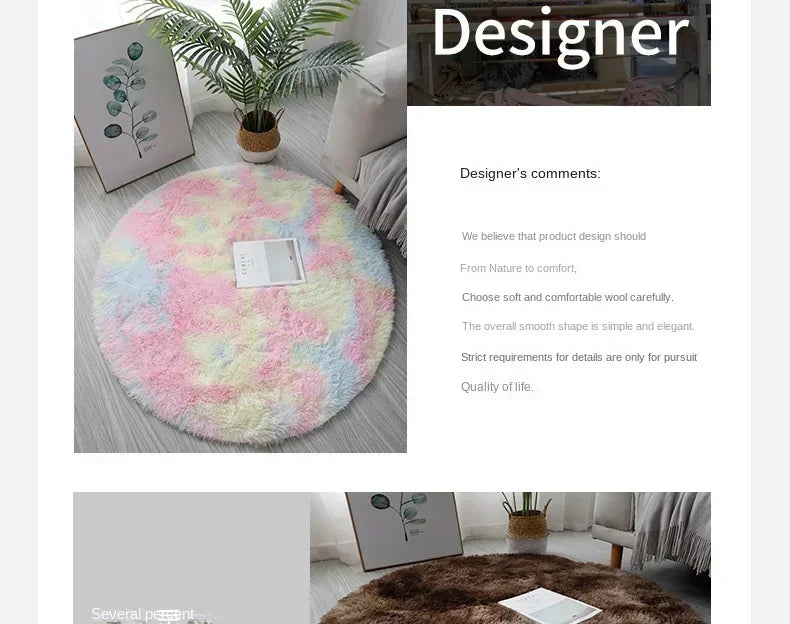 Super Soft Plush Round Rug Mat Fluffy White Carpets For Living Room Home Decor Bedroom Kid Room Decoration Salon Thick Pile Rug