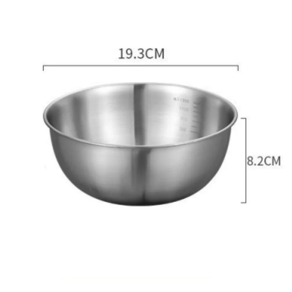 3pcs Stainless Steel Bowl Set with Scale for Cooking Baking Food Storage Large Capacity Mixing Bowls for Home Kitchen Essentials