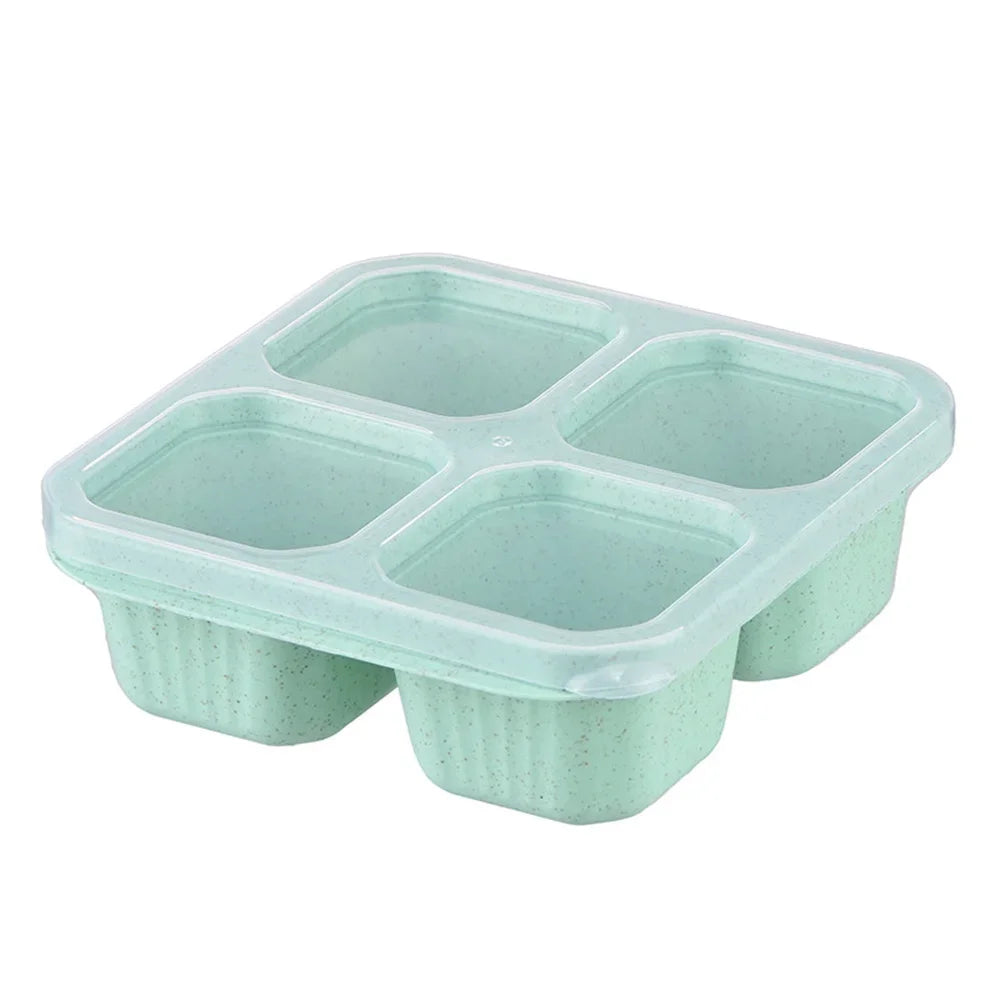 4 Grid Snack Containers Reusable Meal Prep Lunch Containers Portable for Kids and Adults Home Snack Storage Bottles Kitchen Tool