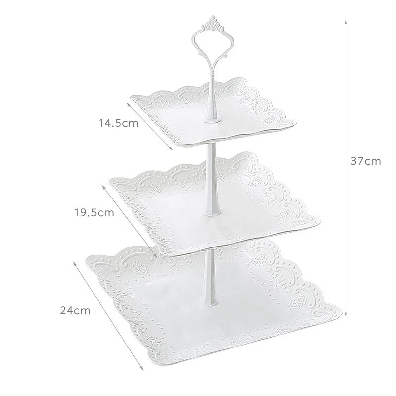 3 Tier Cake Stand Display White Rack Afternoon Tea Wedding Cupcake Plate Party Tableware Xmas Birthday Decoration Dessert Holder