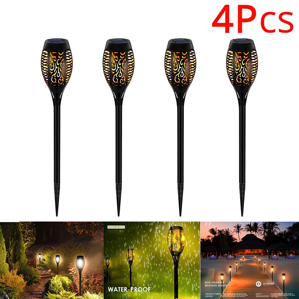 1/2/4/8Pcs Solar Flame Lights 12LED Bulbs Flickering Waterproof Garden Decoration Outdoor Lawn Path Yard Patio night Floor Lamps