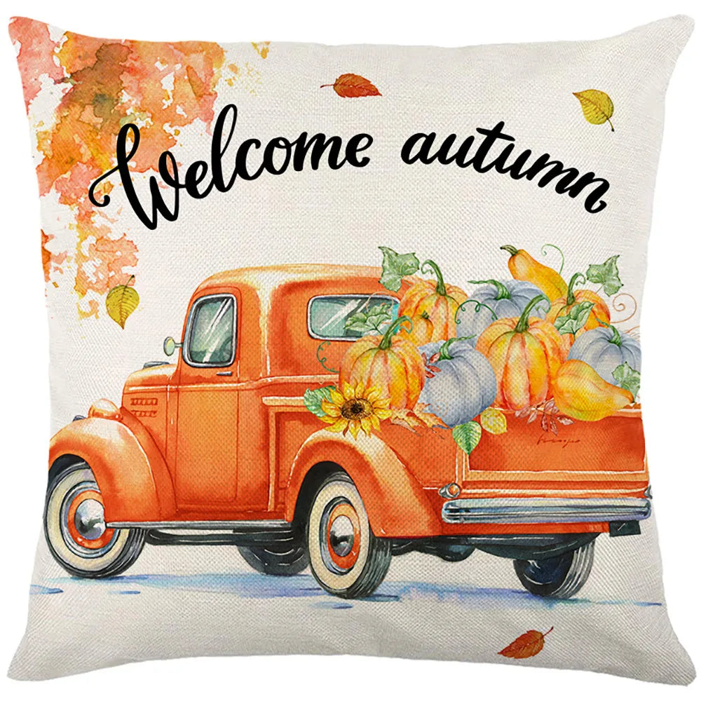 Thanksgiving Waterproof Cushion Cover 45X45 Autumn Maple Leaf Pumpkin Pillowcase Decorative Sofa Cushions Pillow Covers