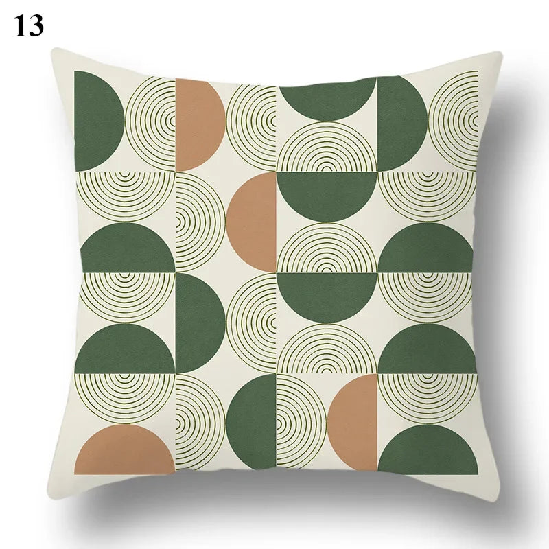 Green leaf geometric printing pattern series decorative home pillowcase square office decorative cushion cover