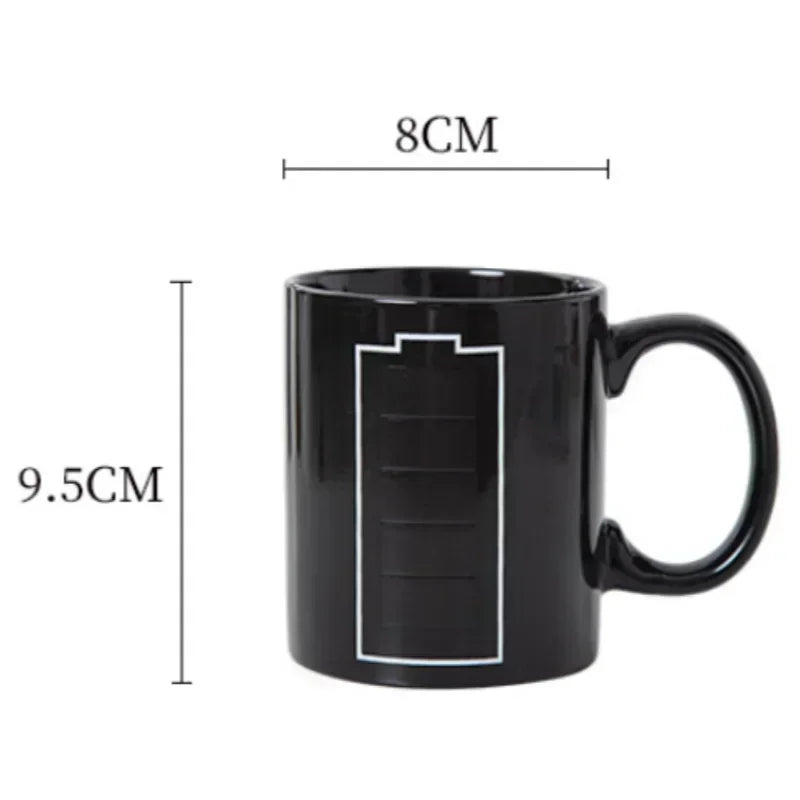 1Pcs Color Changing Cup Battery Pattern Ceramic Heat Sensitive Color Changing Mug Anti-scald Coffee Tea Milk Mugs Couples Cups