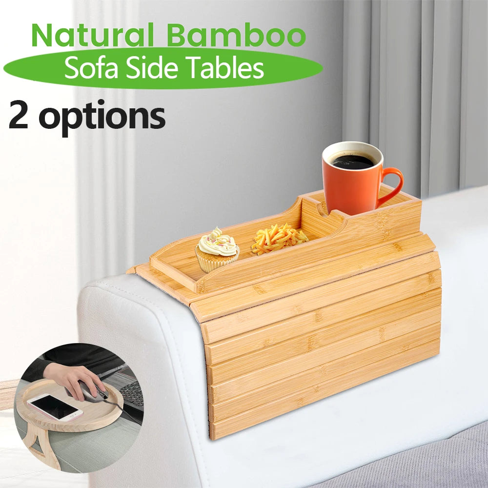 Couch Cup Holder Natural Anti-Slip Bamboo Sofa Armrest Tray Foldable Multifunctional Sofa Cup Holder for Cups Remote Control