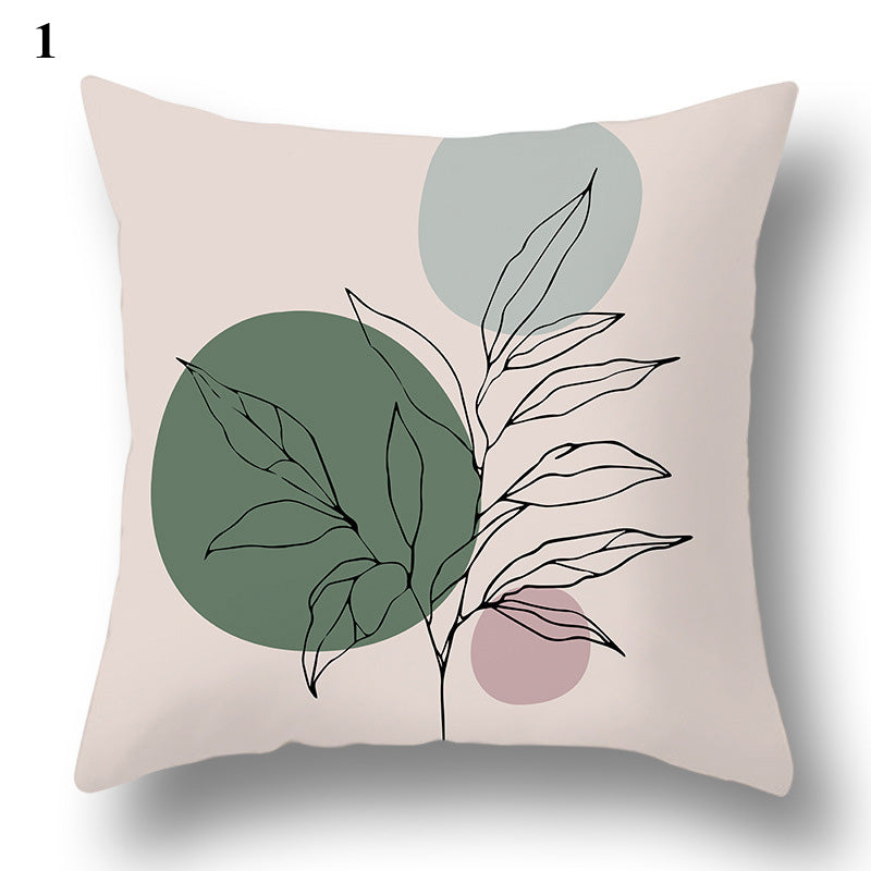 Green leaf geometric printing pattern series decorative home pillowcase square office decorative cushion cover