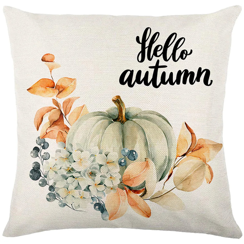 Thanksgiving Waterproof Cushion Cover 45X45 Autumn Maple Leaf Pumpkin Pillowcase Decorative Sofa Cushions Pillow Covers