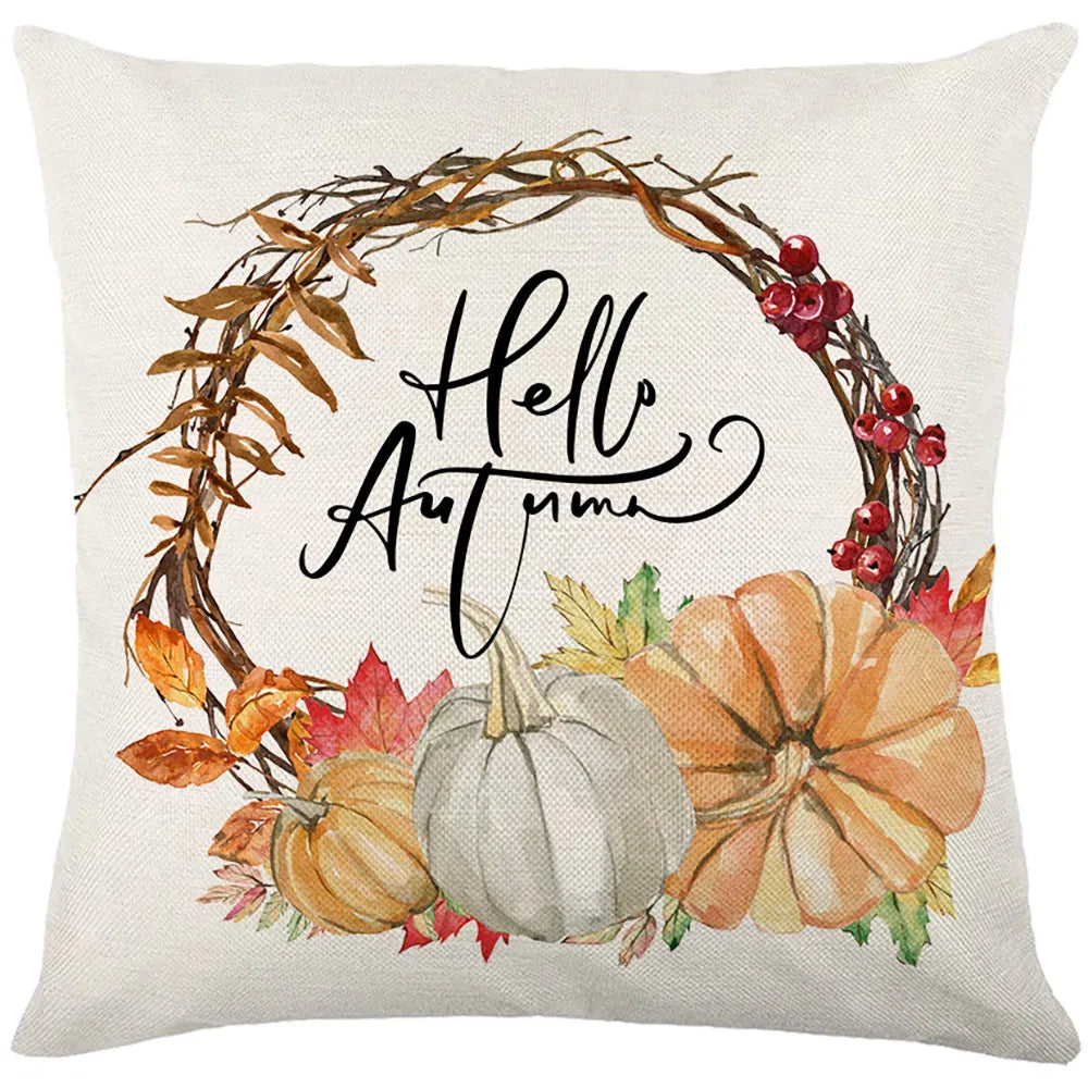 Thanksgiving Waterproof Cushion Cover 45X45 Autumn Maple Leaf Pumpkin Pillowcase Decorative Sofa Cushions Pillow Covers