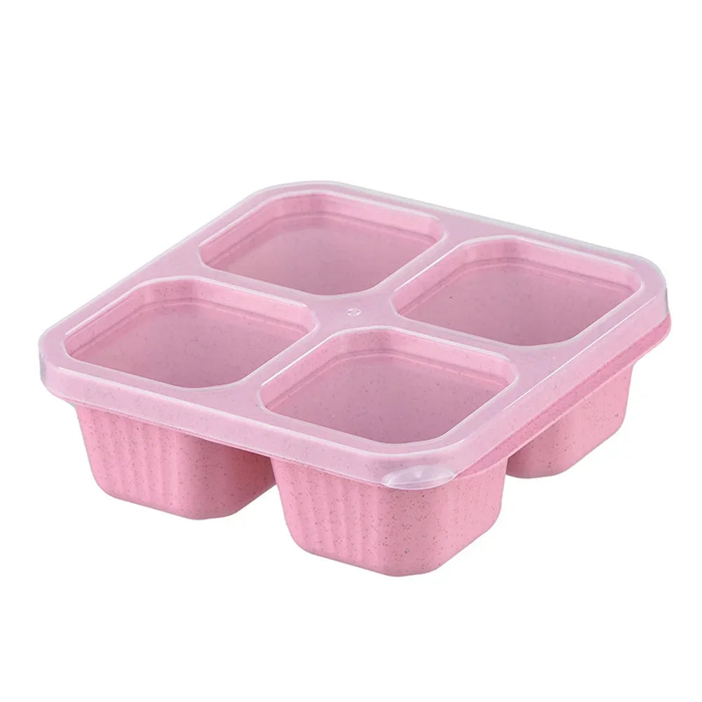 4 Grid Snack Containers Reusable Meal Prep Lunch Containers Portable for Kids and Adults Home Snack Storage Bottles Kitchen Tool