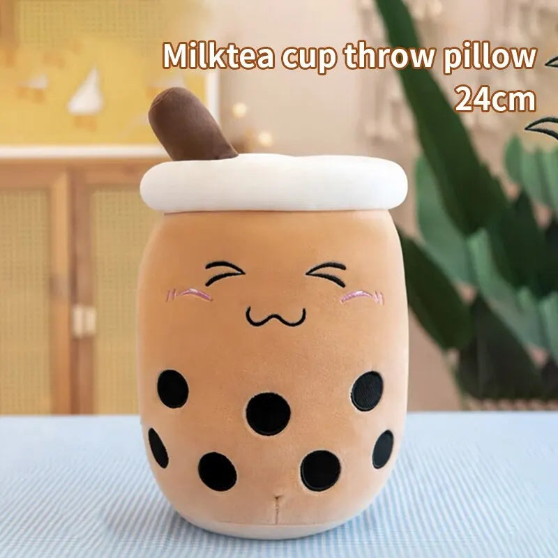 Simulation Milk Tea Cup Pillow Plush Toy Small Pearl Milk Tea Cute Funny Doll Creative Decoration