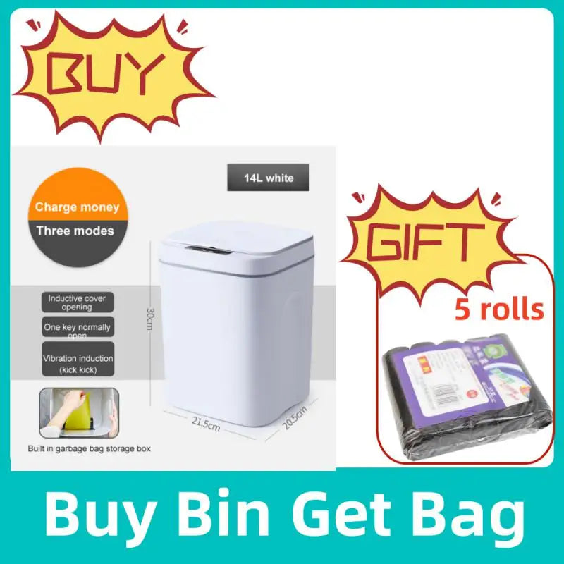 12-16L Smart Trash Can Automatic Sensor Dustbin Electric Waste Bin Waterproof Wastebasket For Kitchen Bathroom Recycling Trash