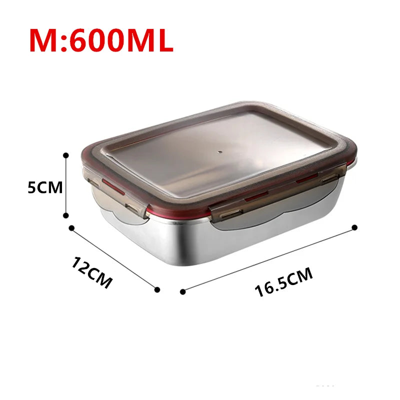 304 Stainless Steel Food Lunch Bento Box Sealed Leakproof Travel Storage Box Household Pickle Box Microwave Heating Lunchboxs