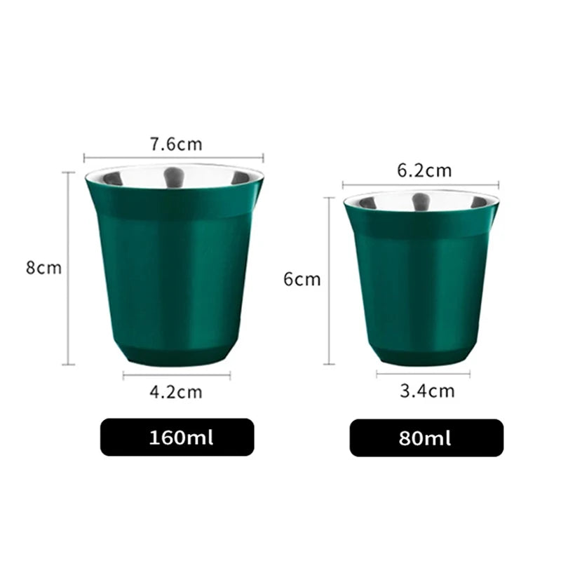 Double Wall Insulated Stainless Steel Espresso Cup Capsule Coffee Mug Metal Drinking Demitasse Cup For Home Indoor or Outdoor