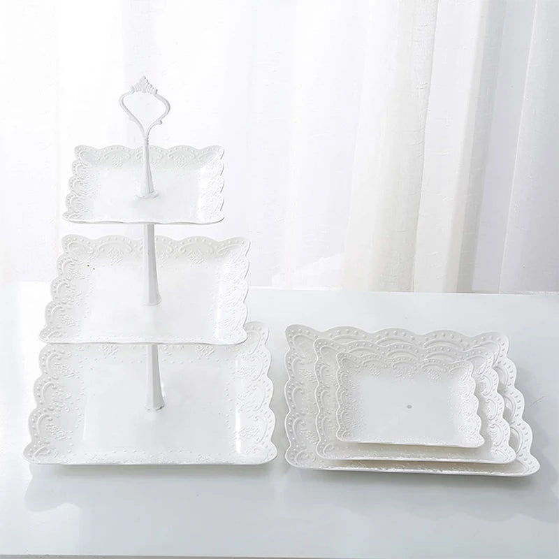 3 Tier Cake Stand Display White Rack Afternoon Tea Wedding Cupcake Plate Party Tableware Xmas Birthday Decoration Dessert Holder