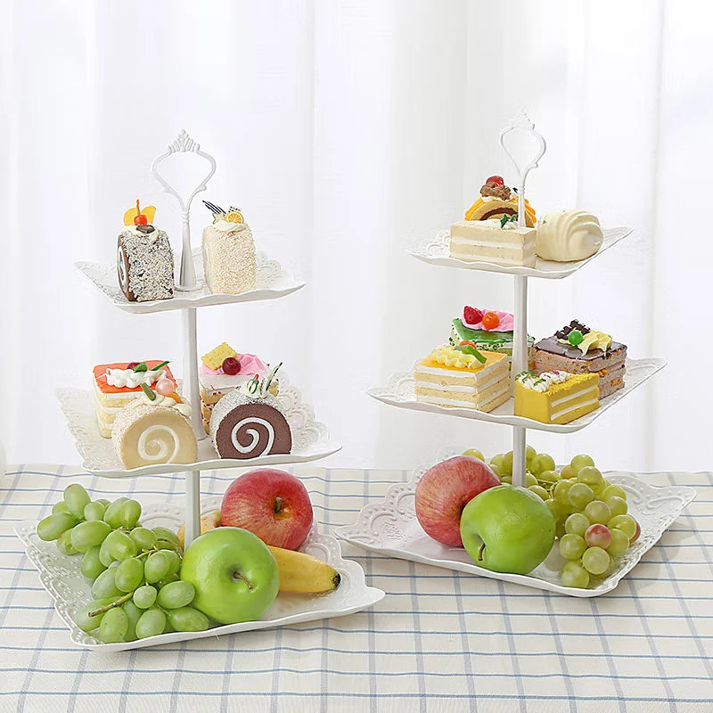 3 Tier Cake Stand Display White Rack Afternoon Tea Wedding Cupcake Plate Party Tableware Xmas Birthday Decoration Dessert Holder