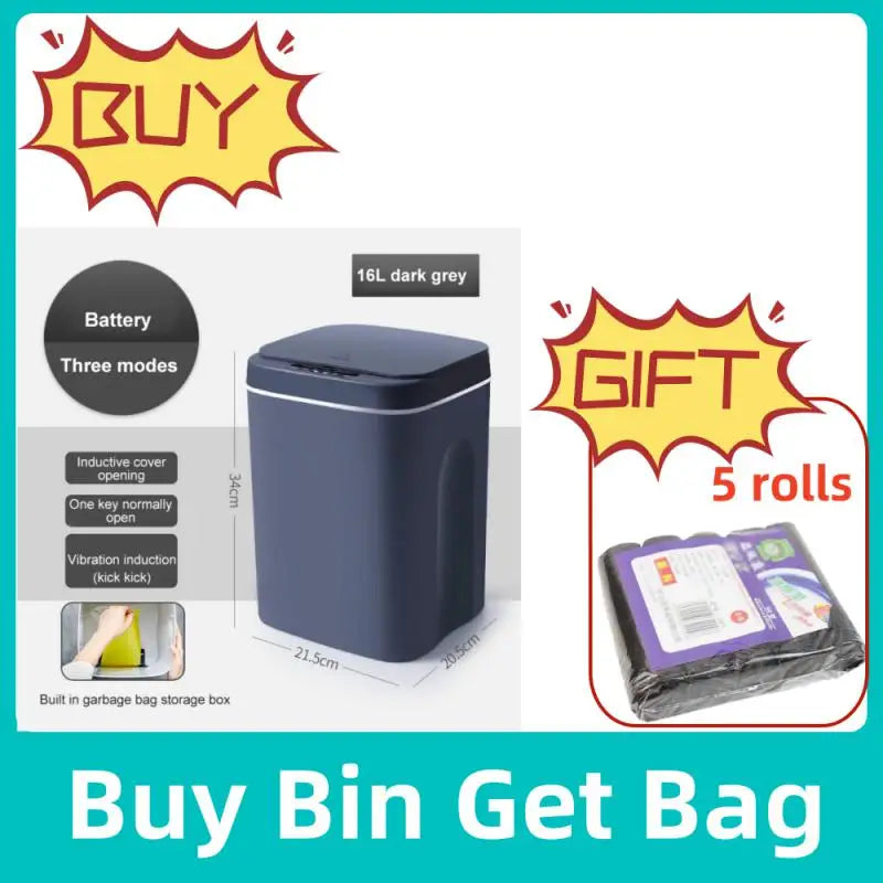 12-16L Smart Trash Can Automatic Sensor Dustbin Electric Waste Bin Waterproof Wastebasket For Kitchen Bathroom Recycling Trash