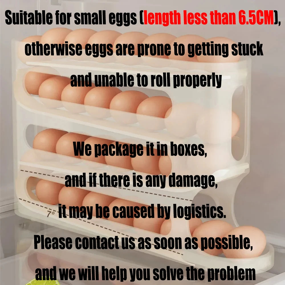 4 Layers Automatic Rolling Egg Holder Rack Fridge Egg Storage Box Container Kitchen Refrigerator Egg Dispenser Fridge Organizer