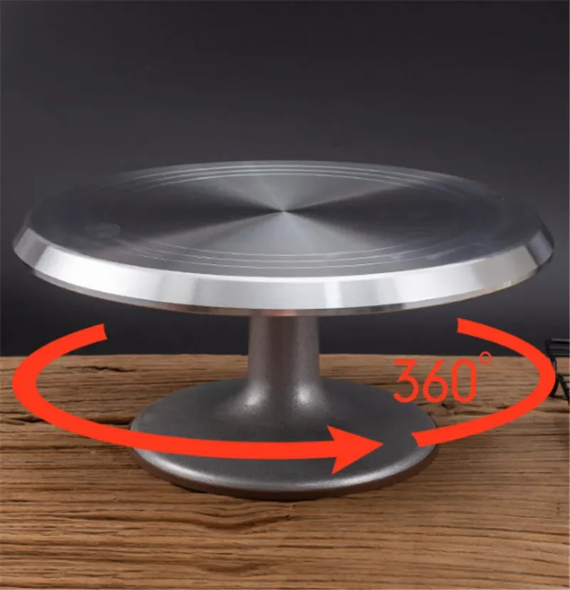 8-12inch 360°Aluminum Alloy Turntable Decorating Mouth Scraper Set Rotating Cake Table Maker Tool Baking Stand Platform Rotating