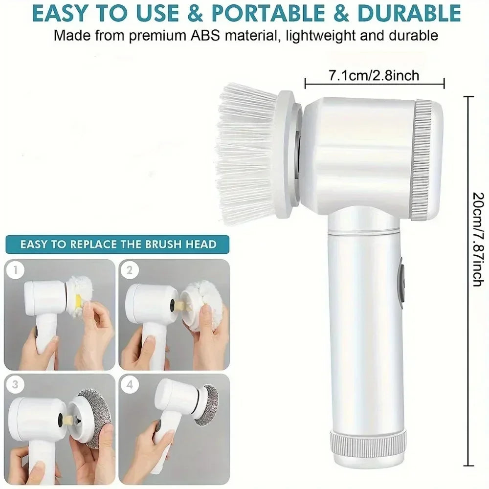 5 in 1 Smart Multifunctional Electric Cleaning Brush for Bathroom Washing and Kitchen Cleaning Tools