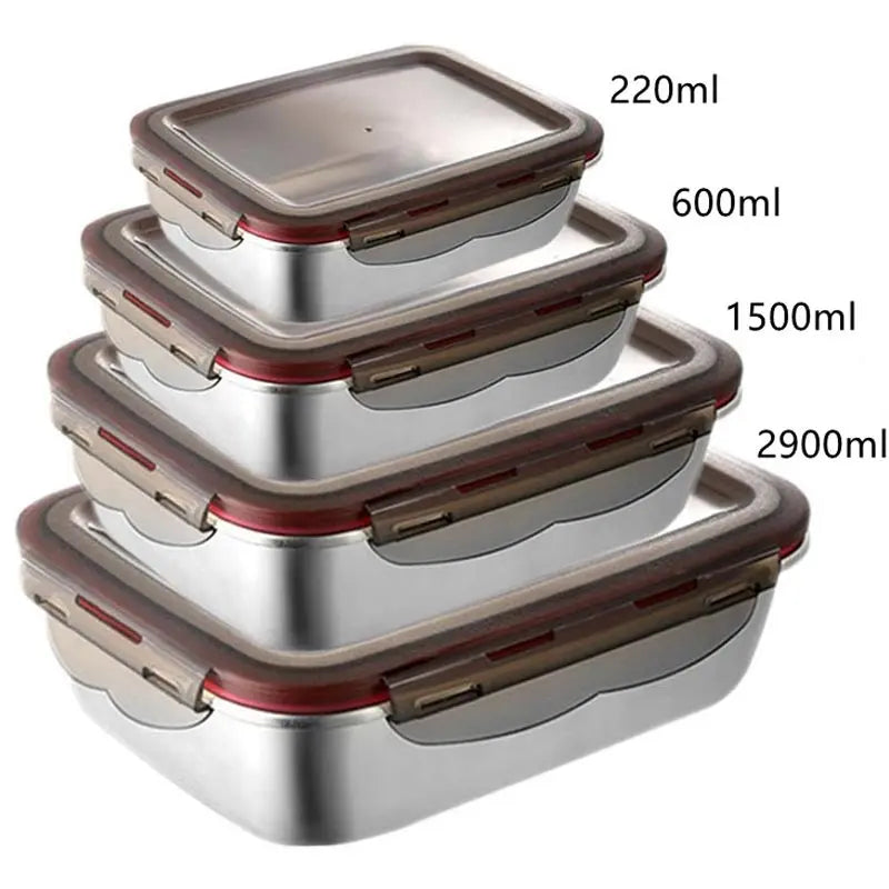 304 Stainless Steel Food Lunch Bento Box Sealed Leakproof Travel Storage Box Household Pickle Box Microwave Heating Lunchboxs