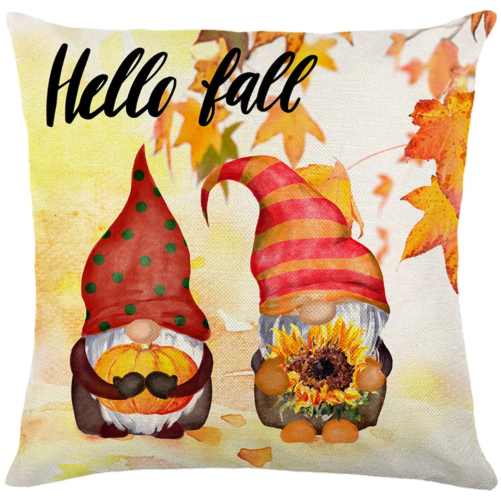 Thanksgiving Waterproof Cushion Cover 45X45 Autumn Maple Leaf Pumpkin Pillowcase Decorative Sofa Cushions Pillow Covers