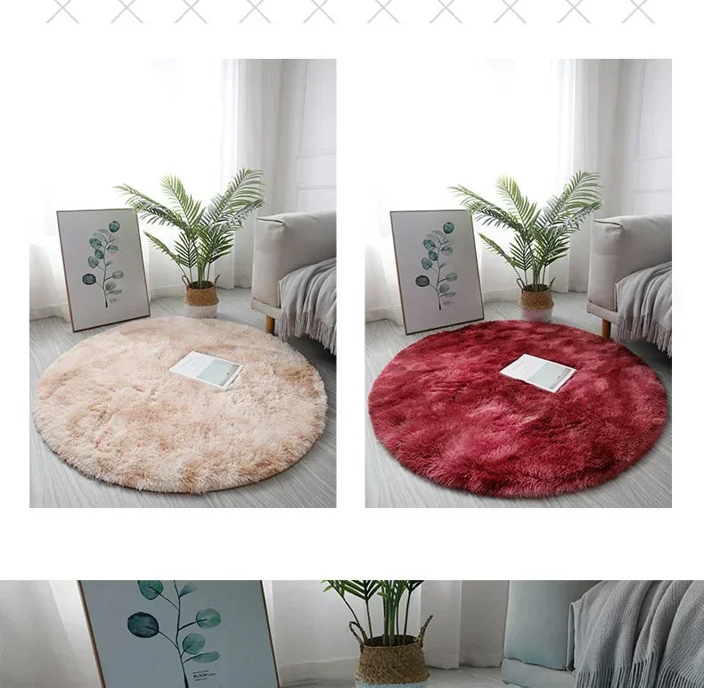 Super Soft Plush Round Rug Mat Fluffy White Carpets For Living Room Home Decor Bedroom Kid Room Decoration Salon Thick Pile Rug