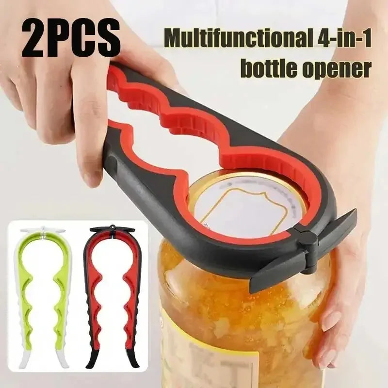 Can Opener Multi Functional Four In One Beverage Bottle Opener Cap Twister Four Position Can Opener Anti Slip Cap Twister