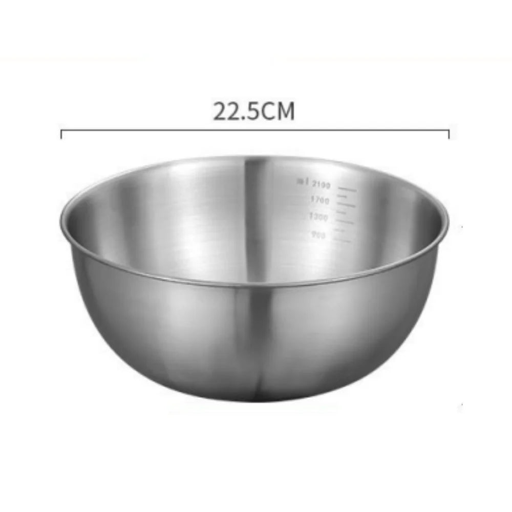 3pcs Stainless Steel Bowl Set with Scale for Cooking Baking Food Storage Large Capacity Mixing Bowls for Home Kitchen Essentials