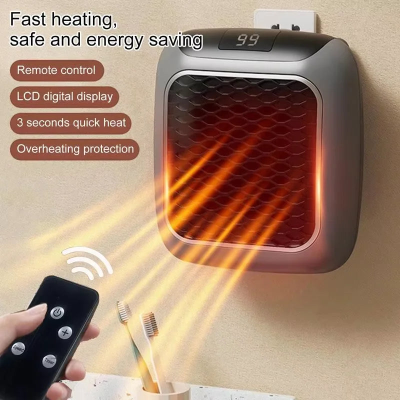 Remote Control Portable Heater Bedroom Living Room Electric Hand Warmer Wall Mounted Bathroom Space Heater EU US Plug