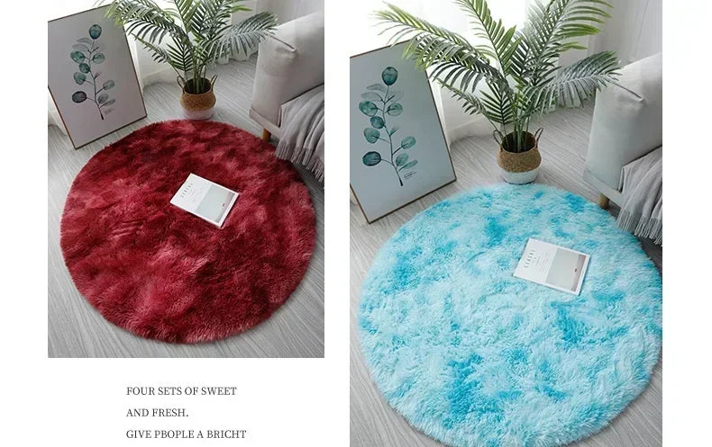 Super Soft Plush Round Rug Mat Fluffy White Carpets For Living Room Home Decor Bedroom Kid Room Decoration Salon Thick Pile Rug