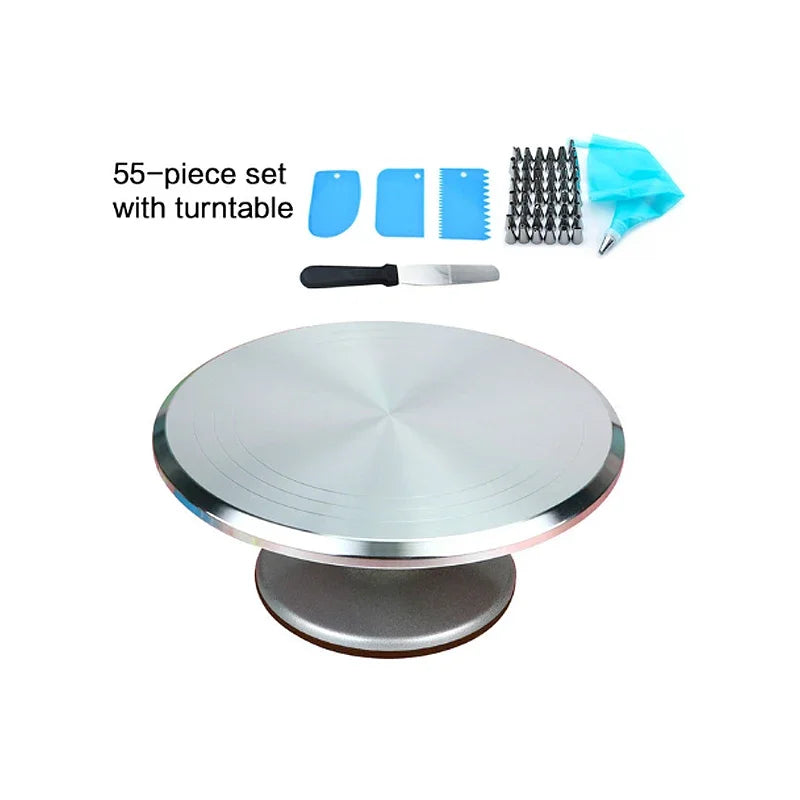 8-12inch 360°Aluminum Alloy Turntable Decorating Mouth Scraper Set Rotating Cake Table Maker Tool Baking Stand Platform Rotating