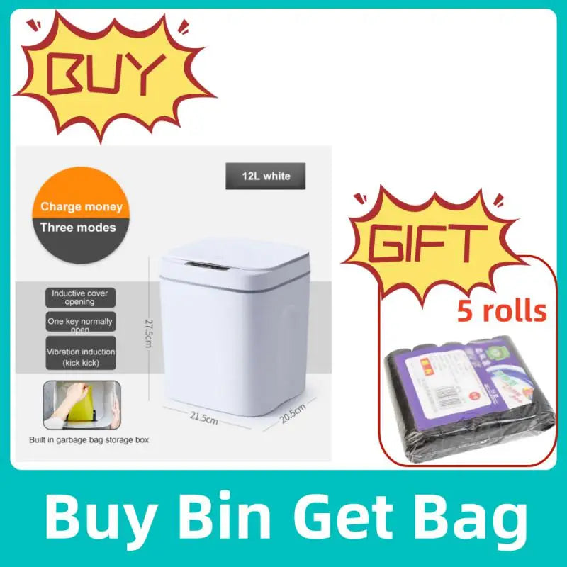 12-16L Smart Trash Can Automatic Sensor Dustbin Electric Waste Bin Waterproof Wastebasket For Kitchen Bathroom Recycling Trash