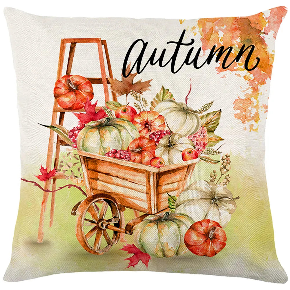 Thanksgiving Waterproof Cushion Cover 45X45 Autumn Maple Leaf Pumpkin Pillowcase Decorative Sofa Cushions Pillow Covers