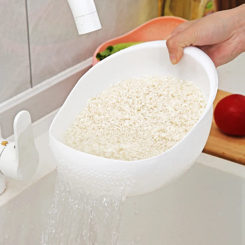 【Hot sales】Rice Drain Basket Rice Filter Fruit and Vegetable Drain Sieve Kitchen Supplies Small Tools Multi-Purpose